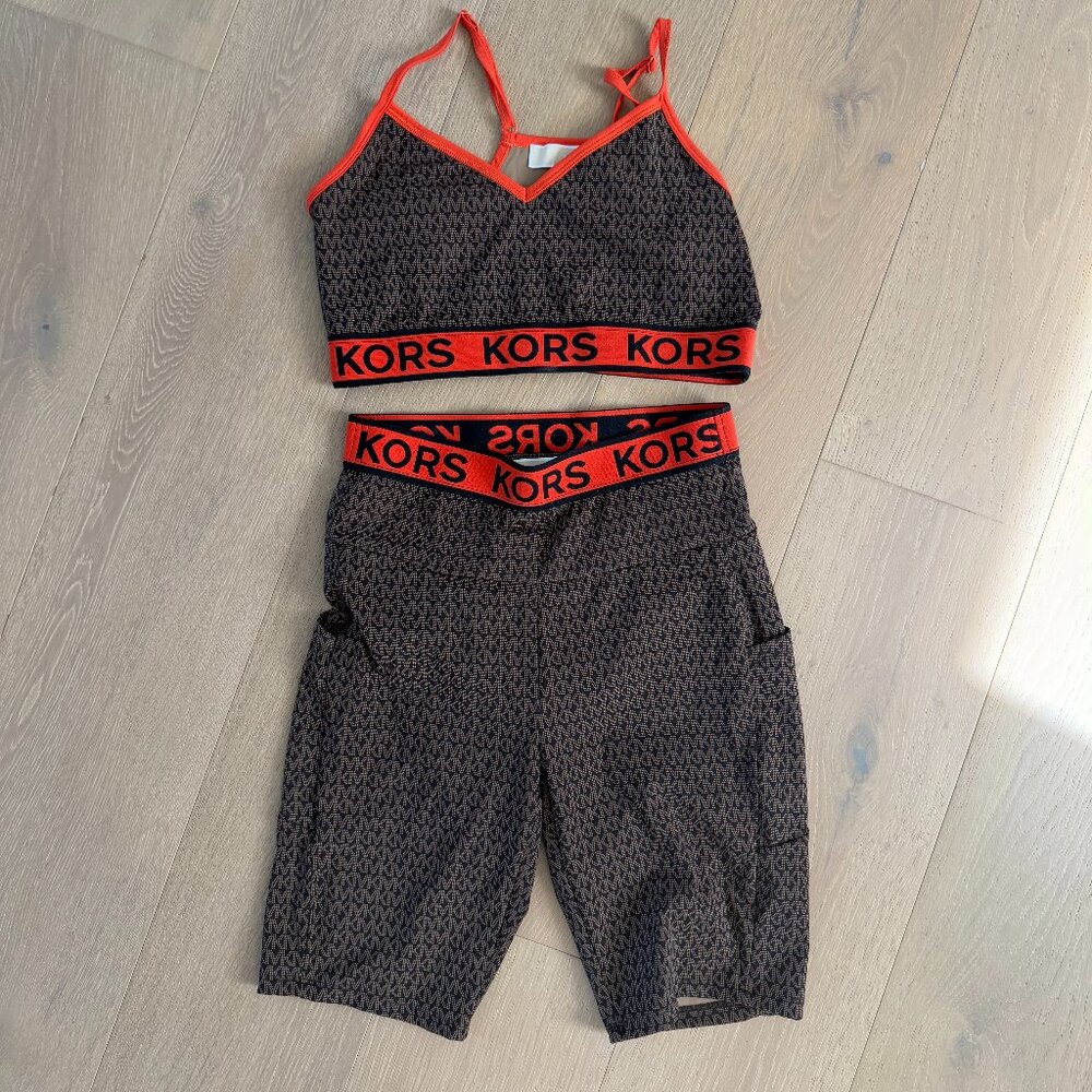 Michael Kors logo top bra shorts set sports